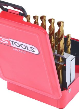 KS TOOLS HSS TiN Spiralbohrer-Satz, Stahlblechkassette 19-tlg 1-10mm ( 330.4610 ) - Toolbrothers