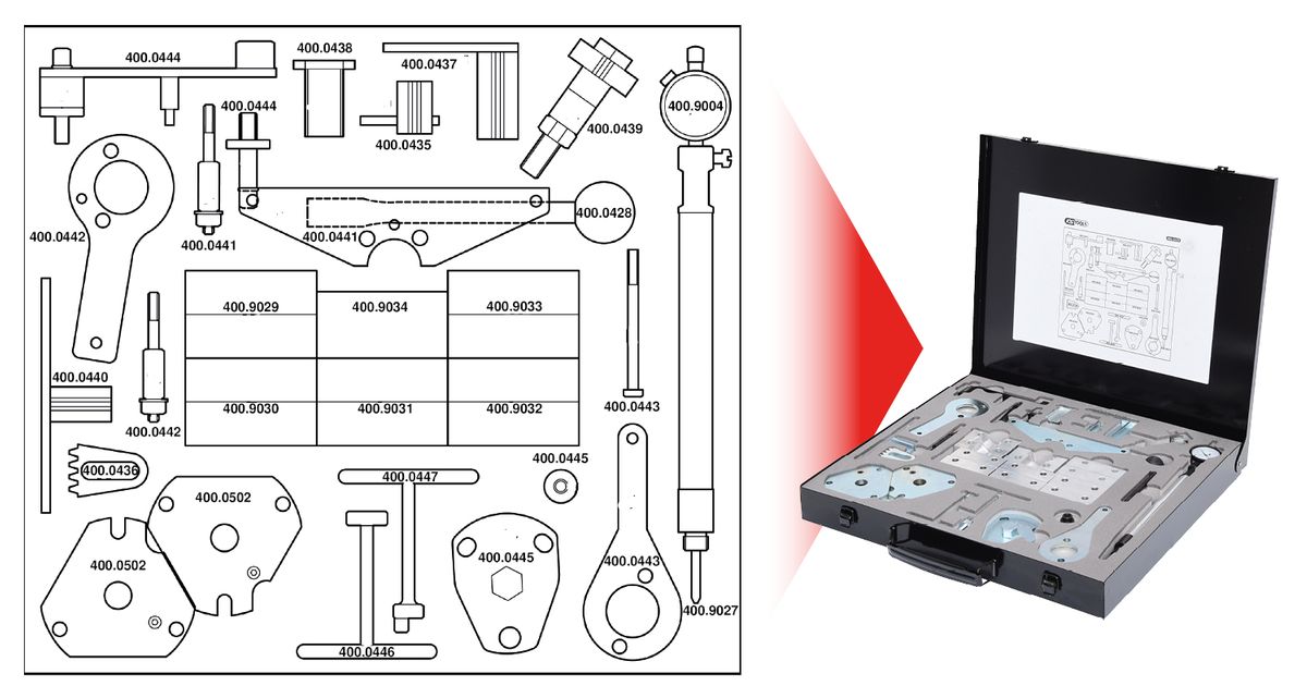 KS TOOLS Motoreinstell-Werkzeug-Satz für Alfa Romeo / Fiat / Lancia, 36-tlg ( 400.0425 )