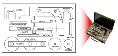 Jeu d'outils de calage moteur KS TOOLS pour Nissan / Opel / Renault, 15 pièces (400.0750)