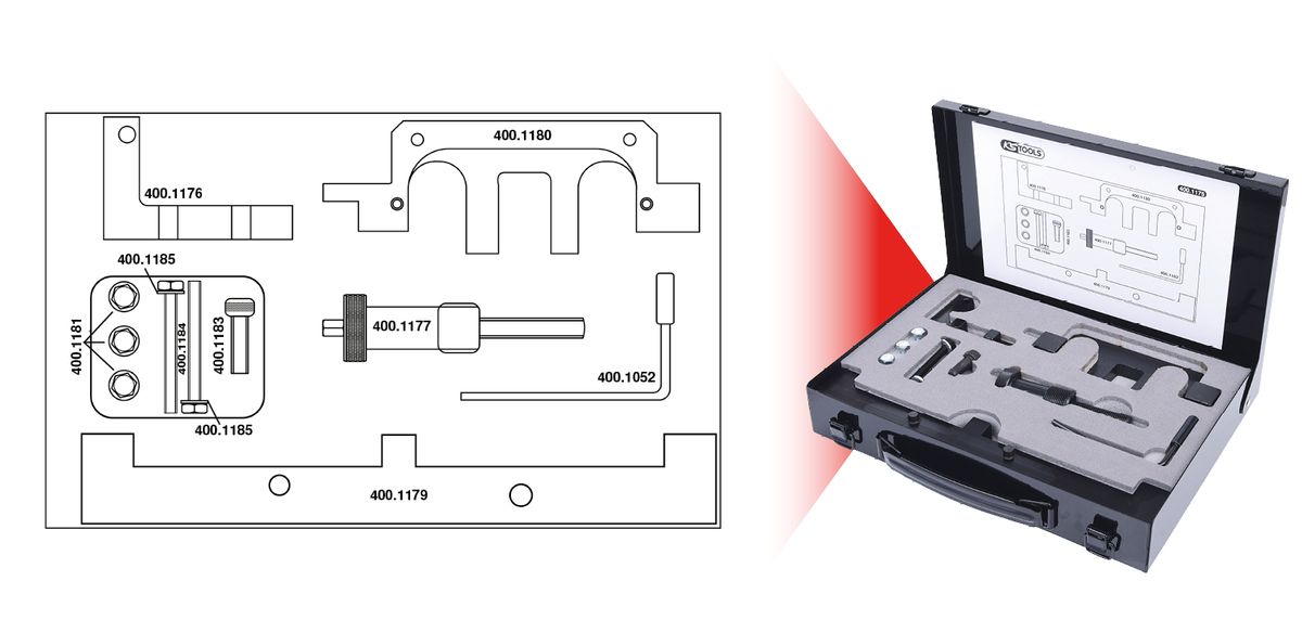 KS TOOLS Motoreinstell-Werkzeug-Satz für BMW, 14-tlg ( 400.1175 ) - Toolbrothers