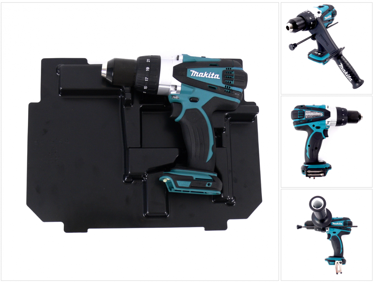 Makita DHP 458 ZE Akku Schlagbohrschrauber 18V 91Nm + Einlage für Makpac - Toolbrothers