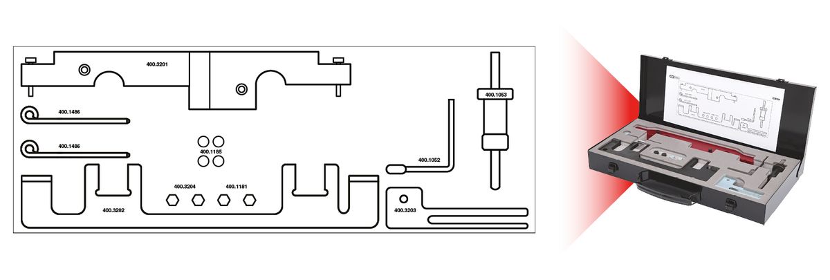 KS TOOLS Motoreinstell-Werkzeug-Satz für BMW, 13-tlg ( 400.3200 ) - Toolbrothers