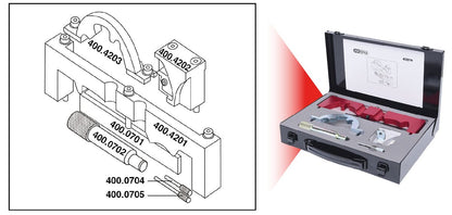 KS TOOLS Motoreinstell-Werkzeug-Satz für GM / Opel, 7-tlg ( 400.4200 )