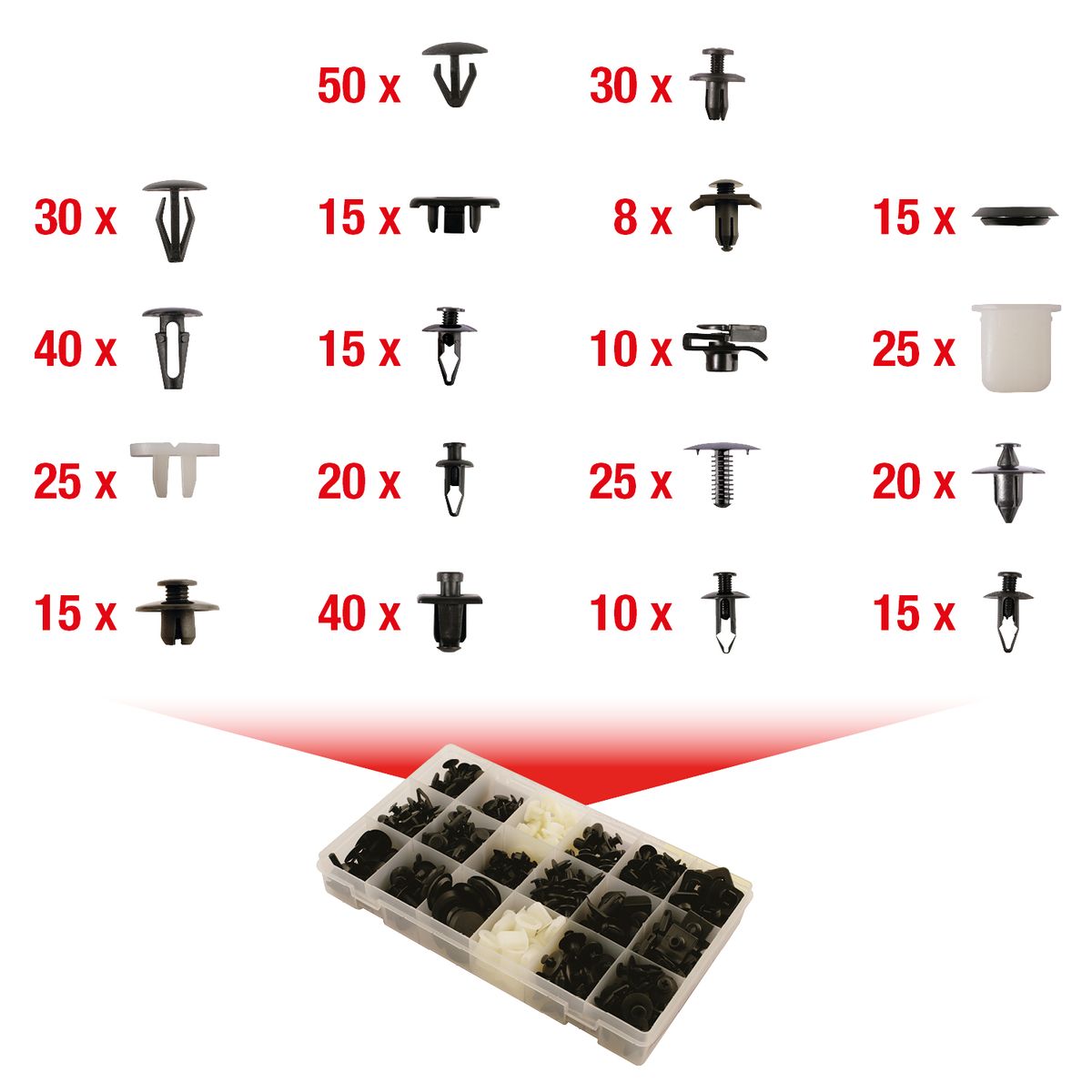 KS TOOLS Befestigungs-Clip-Satz für Nissan, 408-tlg ( 420.0550 ) - Toolbrothers