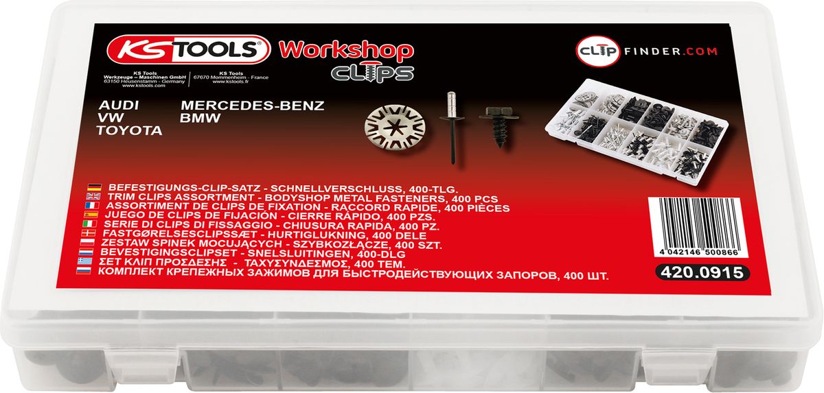 KS TOOLS Befestigungs-Clip-Satz - Schnellverschluss, 400-tlg ( 420.0915 ) - Toolbrothers