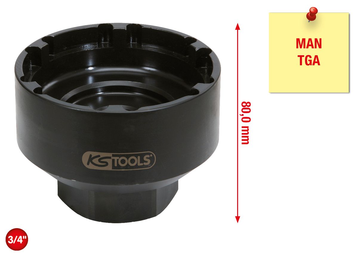 KS TOOLS 3/4" Nutmuttern-Schlüssel mit 6 Zapfen für MAN, 101-110mm ( 450.0170 ) - Toolbrothers