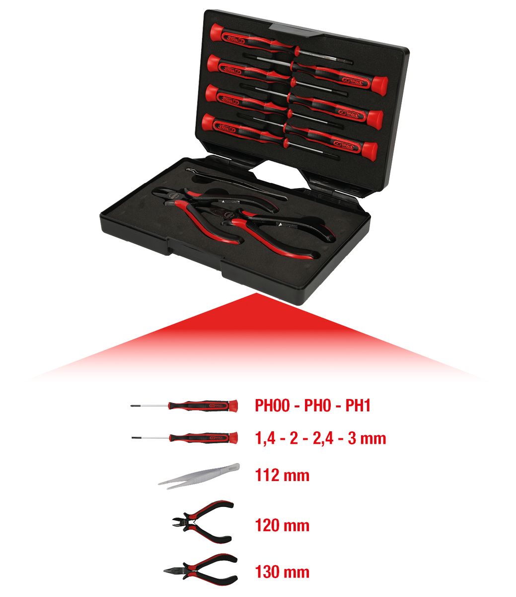 KS TOOLS Feinmechanik-Werkzeug-Satz, 10-tlg ( 500.7180 ) - Toolbrothers