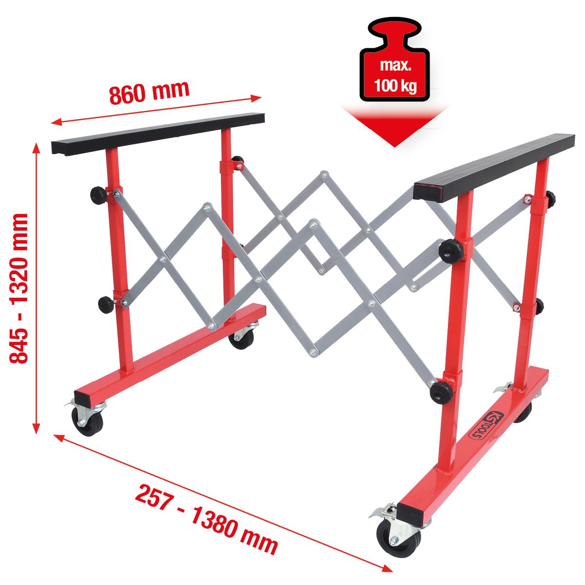 KS TOOLS Universal Teleskop-Mehrzweckwagen, 257-1380mm ( 500.8100 ) - Toolbrothers