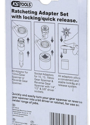 KS TOOLS GEARplus Stecknuss-Adapter-Satz, metrisch, 4-tlg ( 503.4286 ) - Toolbrothers