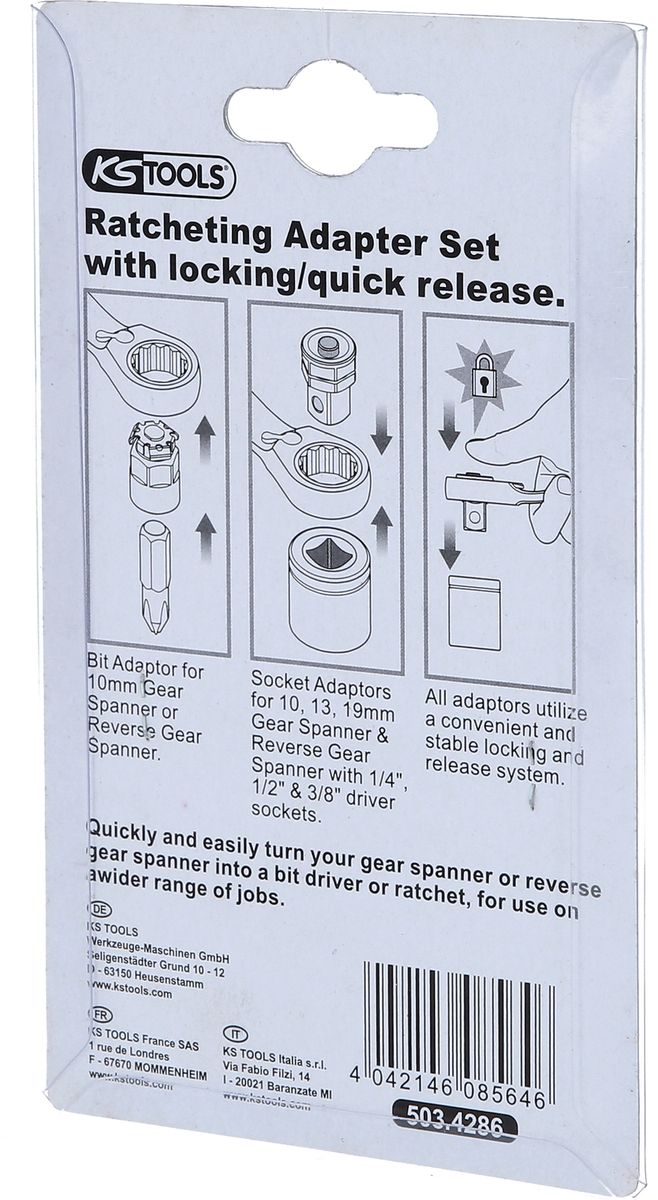 KS TOOLS GEARplus Stecknuss-Adapter-Satz, metrisch, 4-tlg ( 503.4286 ) - Toolbrothers