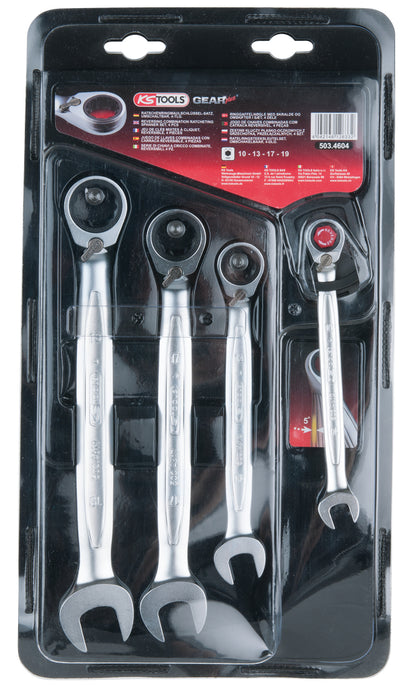 KS TOOLS GEARplus Ratschenringmaulschlüssel-Satz, umschaltbar, 4-tlg ( 503.4604 ) - Toolbrothers