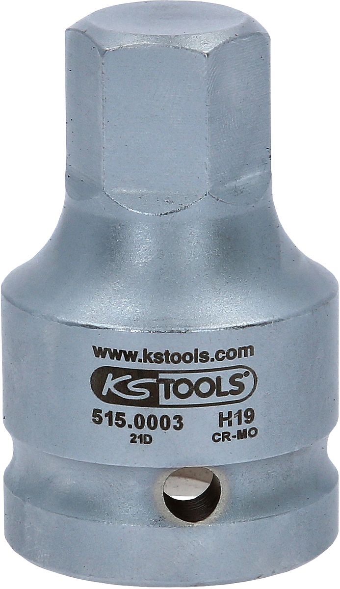 KS TOOLS 3/4" Kraft-Bit-Stecknuss Innensechskant kurz, 19mm ( 515.0003 ) - Toolbrothers