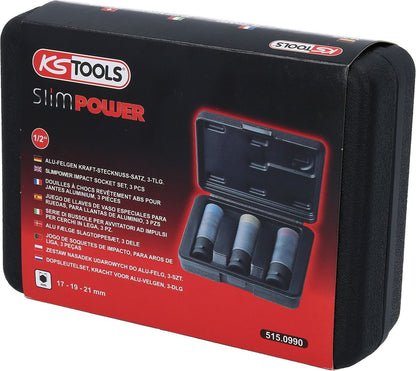 KS TOOLS SlimPOWER Impact-Stecknuss-Satz, 3-tlg, 1/2" ( 515.0990 ) - Toolbrothers