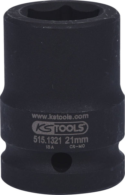 KS TOOLS 3/4" Sechskant-Kraft-Stecknuss, kurz, 21mm ( 515.1321 ) - Toolbrothers