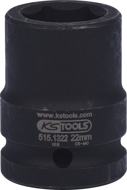 KS TOOLS 3/4" Sechskant-Kraft-Stecknuss, kurz, 22mm ( 515.1322 ) - Toolbrothers