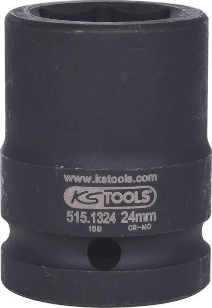 KS TOOLS 3/4" Sechskant-Kraft-Stecknuss, kurz, 24mm ( 515.1324 ) - Toolbrothers