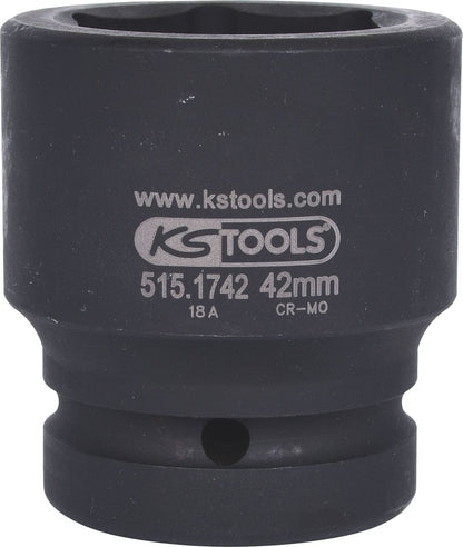 KS TOOLS 1" Sechskant-Kraft-Stecknuss, kurz, 42mm ( 515.1742 ) - Toolbrothers