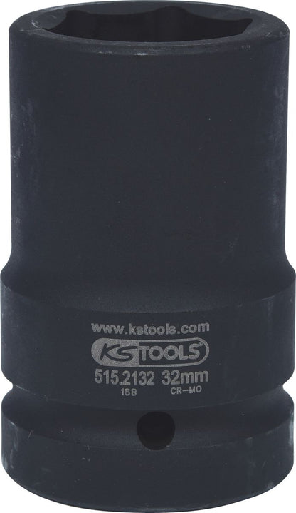 KS TOOLS 1" Sechskant-Kraft-Stecknuss, mittel lang, 32mm ( 515.2132 ) - Toolbrothers