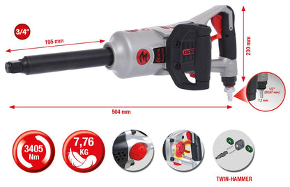 KS TOOLS 3/4" superMONSTER Hochleistungs-Druckluft-Schlagschrauber, 3405Nm, 504 mm ( 515.3260 ) - Toolbrothers