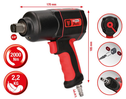 KS TOOLS 3/4" THE DEVIL Hochleistungs-Druckluft-Schlagschrauber, 2000Nm ( 515.3400 ) - Toolbrothers