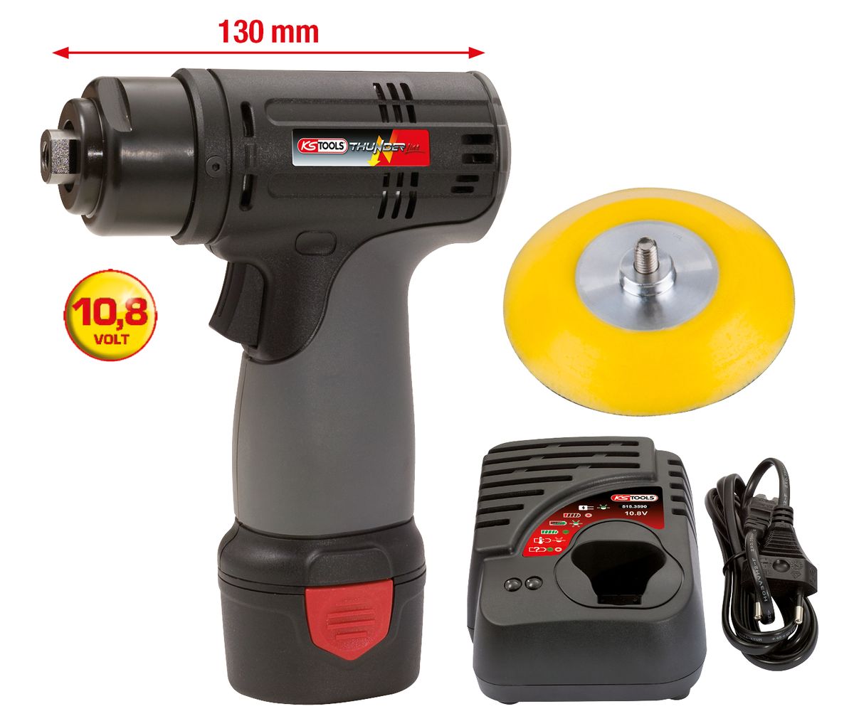 KS TOOLS Akku-Schleifmaschine, 3.200 U/min 10,8V, mit 1 Akku und 1 Ladegerät ( 515.3550 ) - Toolbrothers