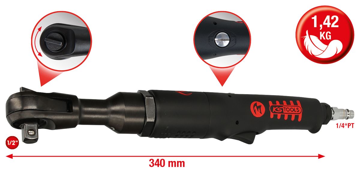 KS TOOLS 3/8" MONSTER Hochleistungs-Druckluft-Umschaltratsche ( 515.3825 ) - Toolbrothers