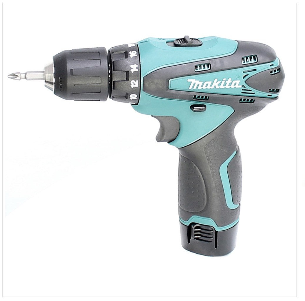 Makita DF 330 DWLE 10,8 V Set mit Bohrschrauber, Lampe, Ladegerät und 2 x BL 1013 Akku - Toolbrothers