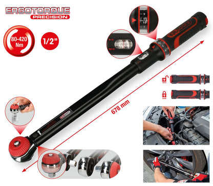 KS TOOLS 1/2" ERGOTORQUE®precision Ratschen-Drehmomentschlüssel Drehknopf, 80-420Nm ( 516.1482 ) - Toolbrothers