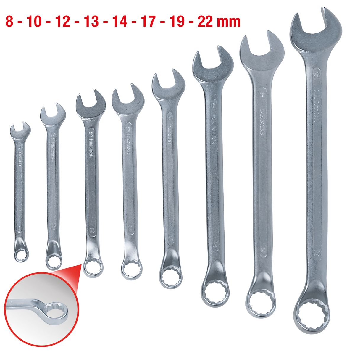 KS TOOLS Ringmaulschlüssel-Satz, 8-tlg gekröpft, 8-22mm ( 517.0090 ) - Toolbrothers