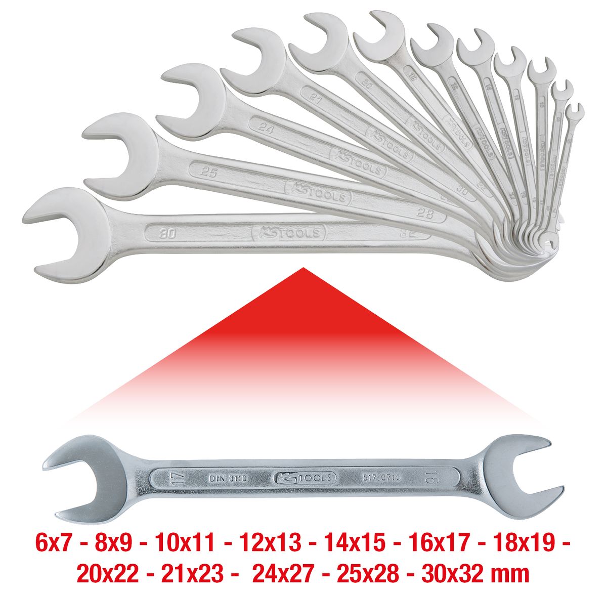 KS TOOLS Doppel-Maulschlüssel-Satz, 12-tlg, 6x7-30x32mm ( 517.0125 ) - Toolbrothers