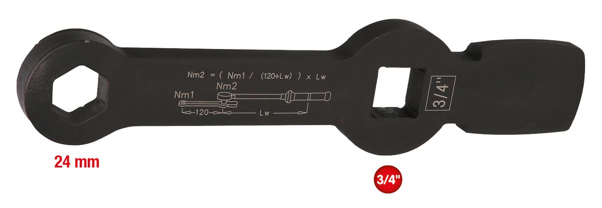 KS TOOLS 3/4" Schlag-Sechskant-Schlüssel mit 2 Schlagflächen, 24 mm ( 517.0925 ) - Toolbrothers