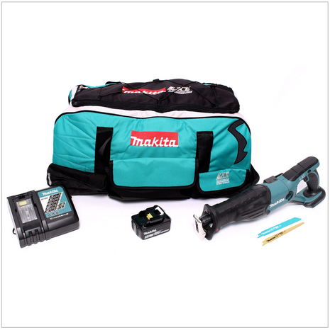 Makita DJR 181 RM Akku Reciprosäge 18 V Säbelsäge in Transporttasche mit Trolley + 1x 4,0 Ah Akku + Ladegerät + 2x Sägeblätter - Toolbrothers