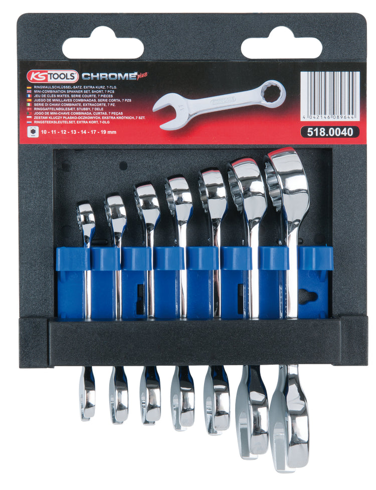 KS TOOLS CHROMEplus Ringmaulschlüssel-Satz, kurz, 7-tlg ( 518.0040 ) - Toolbrothers