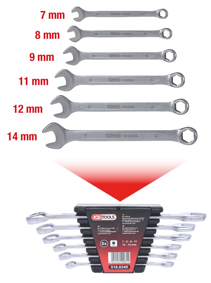 KS TOOLS Bremssystem-Entlüfterschlüssel-Satz, 6-tlg ( 518.0340 ) - Toolbrothers