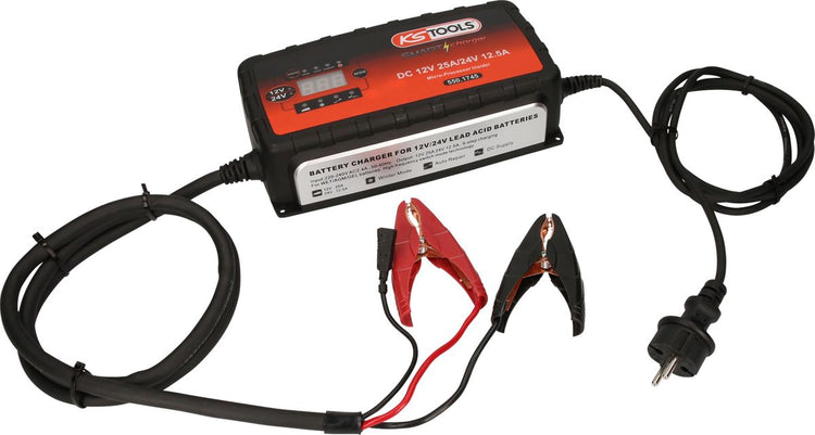 KS TOOLS 12V + 24V SMARTcharger Hochfrequenz-Batterieladegerät 25A/12,5A ( 550.1745 ) - Toolbrothers