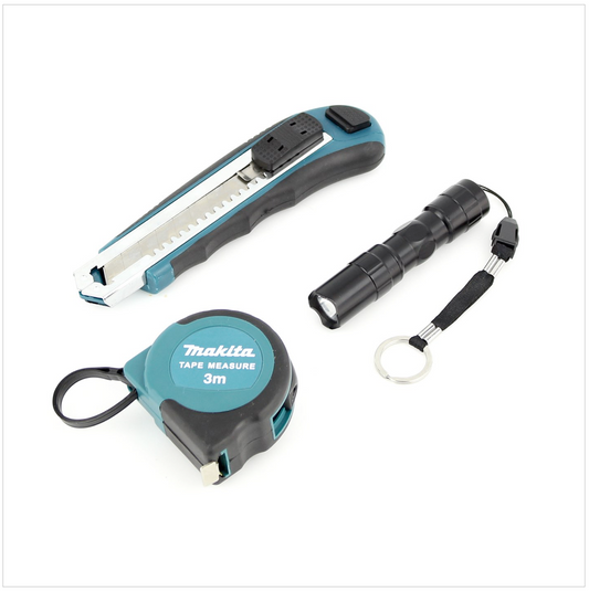 Makita Set Cuttermesser + 3 m Maßband + Mini Taschenlampe - Toolbrothers