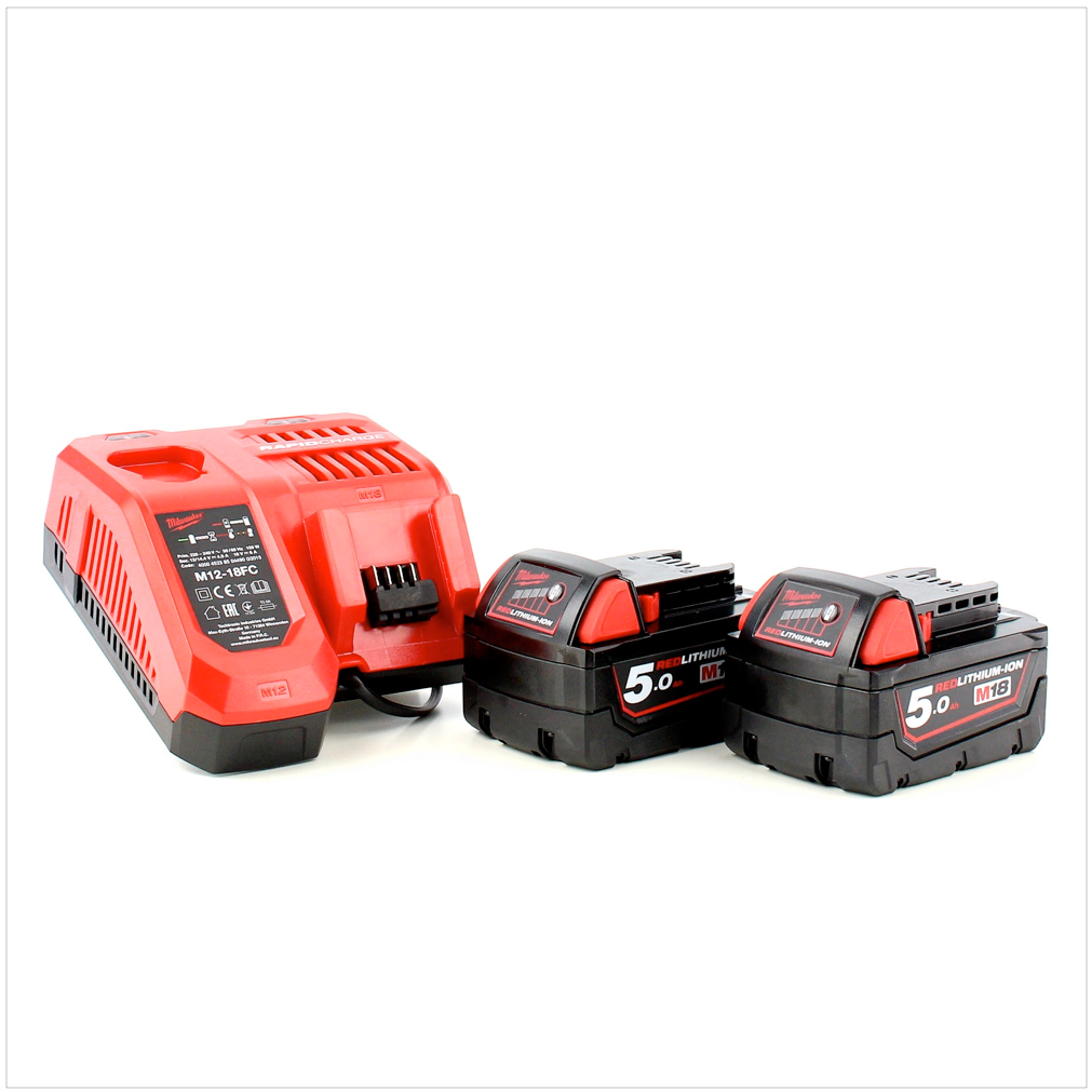 Milwaukee M18 FDD 502C 18 V Brushless Akku Bohrschrauber 2x 5 Ah Red Li-Ion Akku , Lader , Koffer ( 4933451254 ) - Toolbrothers