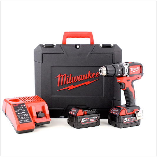 Milwaukee M18 BLPD 502 C 18 V Brushless Akku - Schlagbohrschrauber + 2x 5.0 Ah Li-Ion Akku + Lader + Koffer ( 4933448472 ) - Toolbrothers