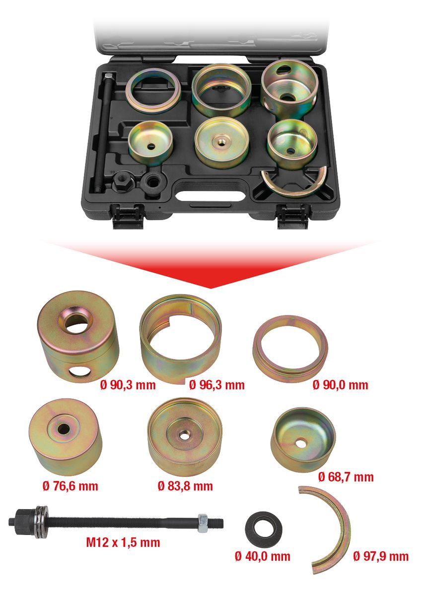 KS TOOLS Silentlagerwerkzeug-Satz für VAG Hinterachse, 11-tlg ( 700.2100 ) - Toolbrothers