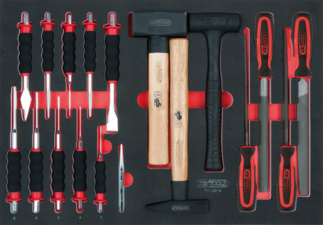 KS TOOLS SCS Feilen-, Meißel- und Hammer-Satz, 18-tlg in 1/1 Systemeinlage ( 711.0018 ) - Toolbrothers