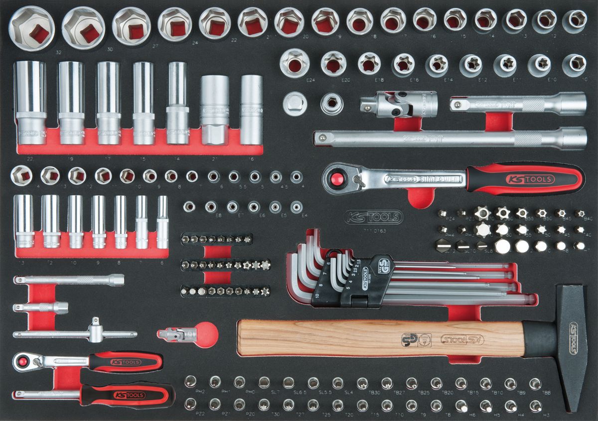 KS TOOLS SCS 1/4"+1/2" Steckschlüssel-Satz, 163-tlg in 1/1 Systemeinlage ( 711.0163 ) - Toolbrothers