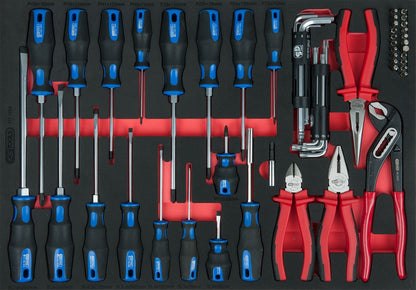 Jeu de pinces et tournevis KS TOOLS, 59 pièces dans un insert système 1/1 (711.1059)