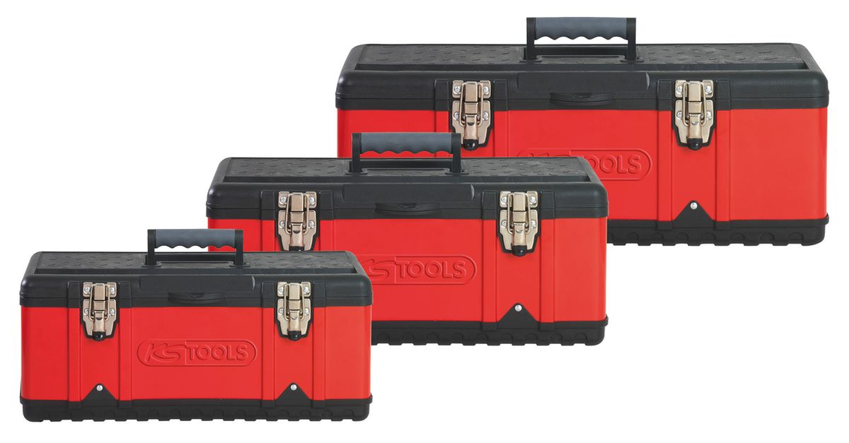 KS TOOLS Kunststoff-Stahlblech-Werkzeugkisten-Satz, 3-tlg ( 850.0360 ) - Toolbrothers