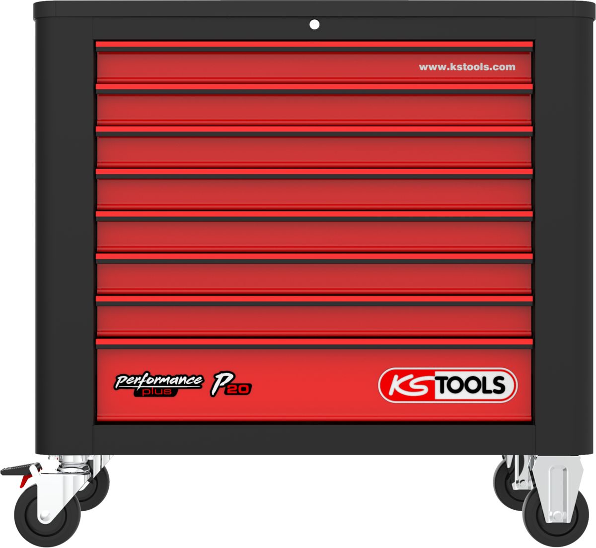 KS TOOLS PERFORMANCEplus P20 SCHWARZ/ROT Werkstattwagen mit 8 Schubladen ( 873.2008 ) - Toolbrothers