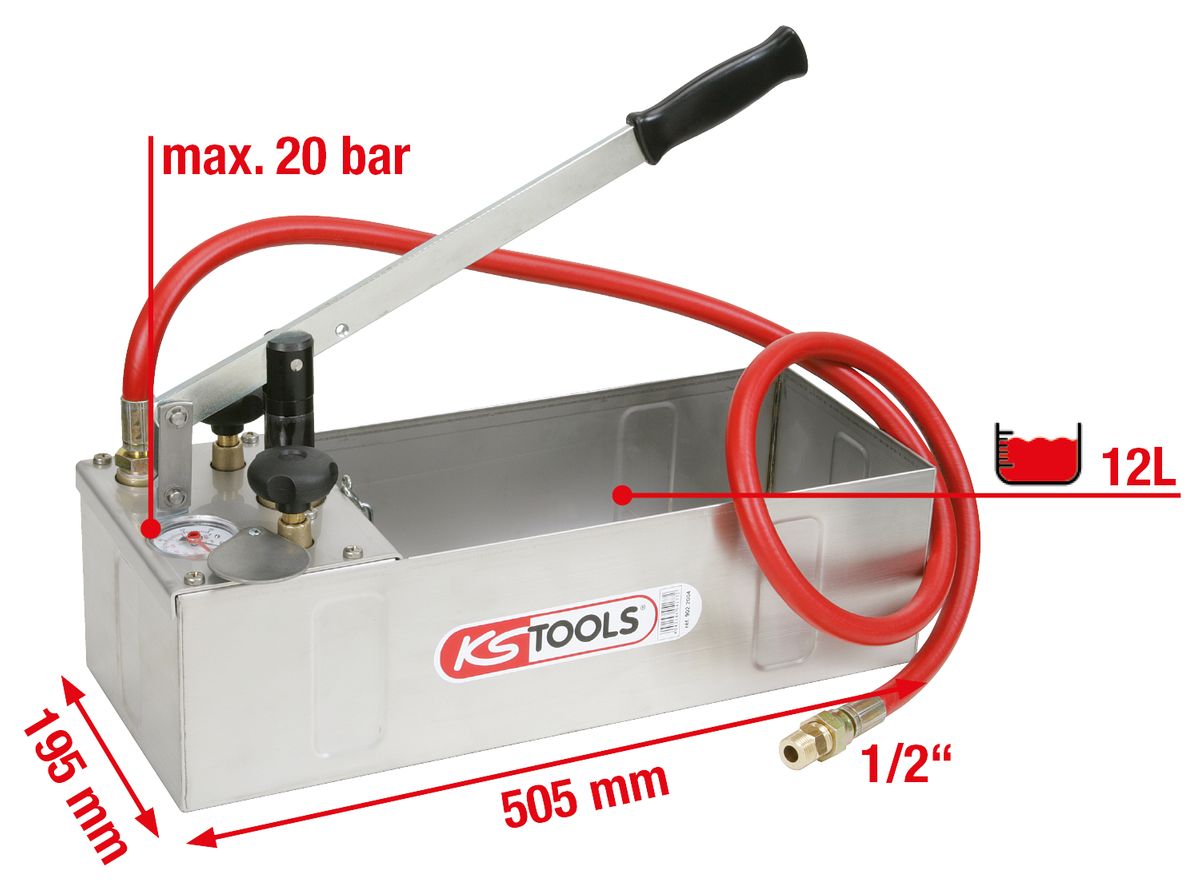 KS TOOLS Edelstahl Druck-Prüfpumpe, 12 Liter ( 902.2004 ) - Toolbrothers