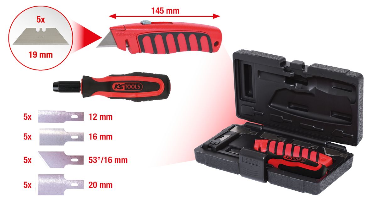 KS TOOLS Messer-Schaber-Satz, 27-tlg ( 907.2200 ) - Toolbrothers