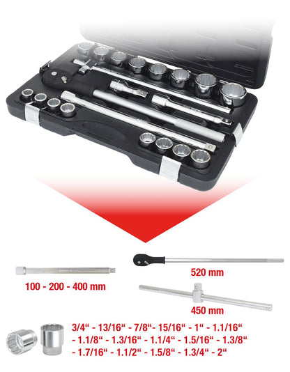 KS TOOLS 3/4" Steckschlüssel-Satz, 21-tlg 12-kant ( 911.0751 ) - Toolbrothers