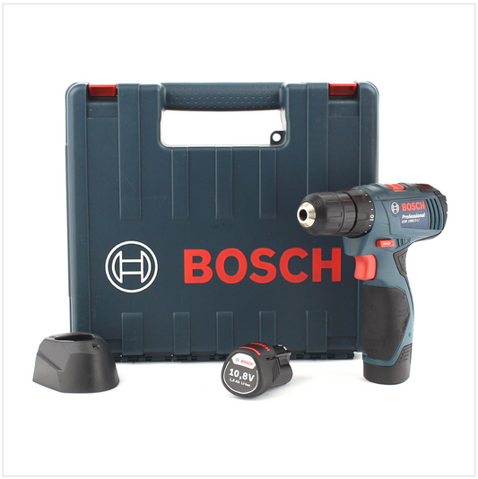 Bosch GSR 1080-2-Li Professional 10,8 V Li-Ion Akku Bohr Schrauber mit 2 x Akku 1,5Ah, Ladegerät und Koffer - Toolbrothers