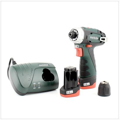 Metabo Power Maxx BS 10,8 V Akku Bohrschrauber im Koffer mit 2 x 2 Ah Akku, Lader, 45 tlg. Bit & Bohrer Set 6.00080.87 - Toolbrothers