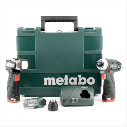 Metabo Power Maxx BS Akku Bohrschrauber 10,8V 34Nm + 2x Akku 2,0Ah + Ladegerät + Lampe + Bitset + Koffer - Toolbrothers